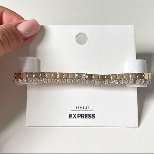 NWT gold-tone two-row cubic zirconia chain bracelet